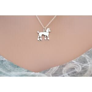 Sterling Silver Poodle Dog Charm Necklace, Silver Poodle Dog Charm Necklace